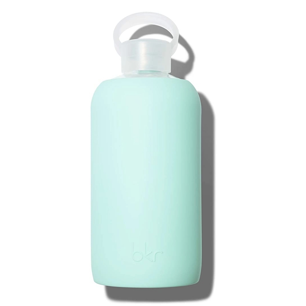 Bkr BIG 1L/32oz glass water bottle in pepper/mint